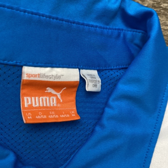 Puma Polo Shirt Blue Orange Golf Golfer Rugby Casual Mens Short Sleeve medium - Picture 6 of 9